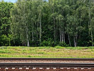 Summer empty railway track transportation background