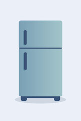 Illustration of a blue refrigerator in flat style
