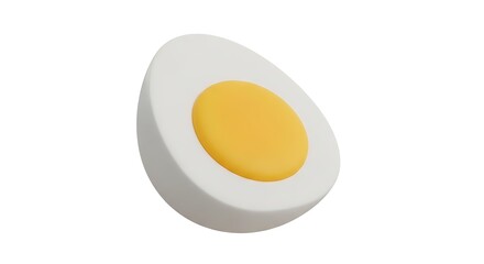 A halved hard-boiled egg, showcasing its bright yellow yolk and smooth white.