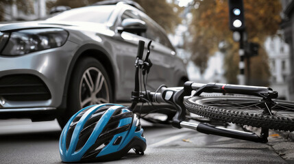 Motorcycle accident aftermath captures a moment of collision bet