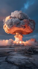 A large mushroom cloud explosion