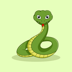 Fototapeta premium cute green cartoon snake