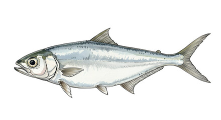 Fototapeta premium Detailed Watercolor Illustration of a Silver Pompano Fish watercolor png, transparent isolated nackground