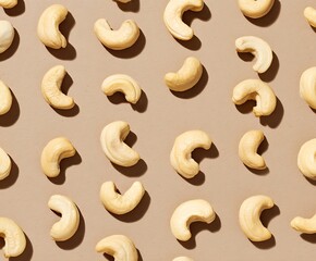 Cashew nut seamless pattern beige backdrop
