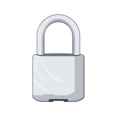 Glossy silver padlock vector with a clean and minimal design. Ideal for illustrating security, protection, privacy, or lock-related concepts in digital or print media.
