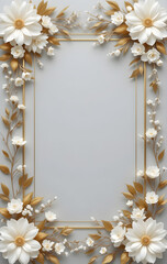 Golden Floral Frame with Elegant White and Gold Flowers