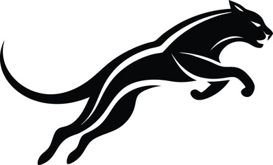 panther leaping forward minimalist logo icon
