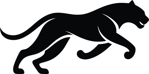 panther leaping forward minimalist logo icon