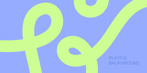 Abstract playful minimal background with wavy line. Poster with organic curvy curly stripe.