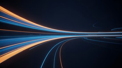 Digital Symphony: Abstract representation of data flow, showcasing illuminated lines, emanating energy and motion, capturing the essence of progress and interconnection