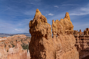 Sunset Point Overlook, Bryce Canyon National Park, Utah. Claron Formation, (Tcp) Pink member;...