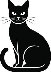 Obraz premium Elegant black cat illustration sitting with graceful pose minimal design