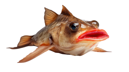 Red-lipped batfish with lipstick-like mouth, Transparent background, PNG file