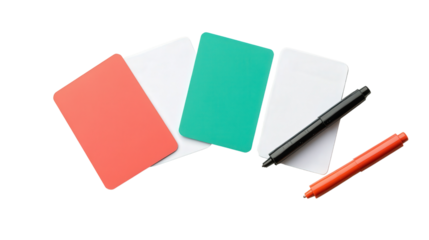 Rewritable flashcards with dry erase marker, Transparent background, PNG file