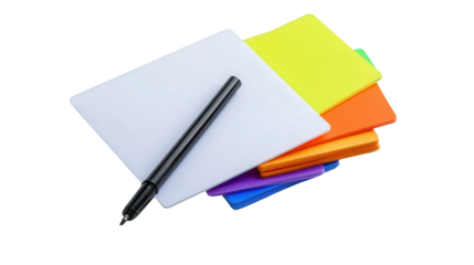 Rewritable flashcards with dry erase marker, Transparent background, PNG file