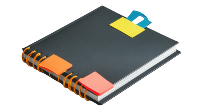 Rewritable study notebook with smart tags, Transparent background, PNG file