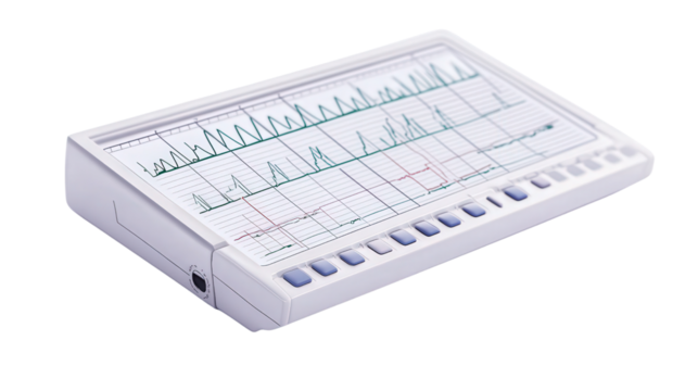 Smart EKG strip recorder, Transparent background, PNG file