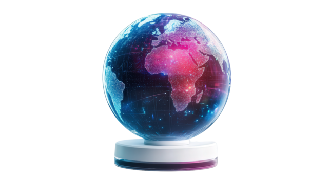 Smart globe with voice-based learning features, Transparent background, PNG file