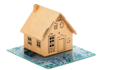 Smart home automation IC, Transparent background, PNG file