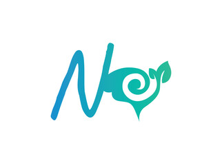 Creative nature-themed logo designs featuring stylized alphabet letters from Q to Y. Each letter integrates a green spiral motif resembling a leaf or plant shoot, symbolizing growth, sustainability, n