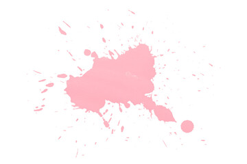 Bright pink watercolor or ink stain with watercolor marks. Brush strokes and watercolor splashes set on transparent background.