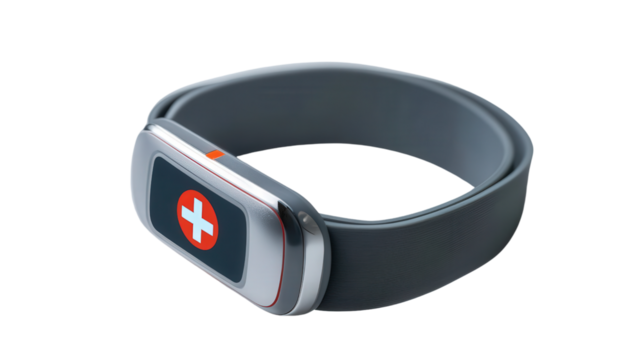 Smart medical alert wristband, Transparent background, PNG file