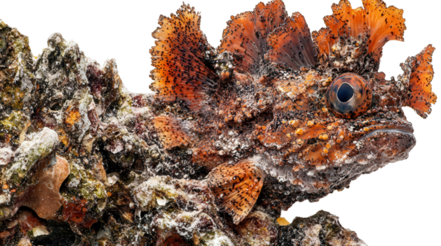 Scorpionfish camouflaged texture, Transparent background, PNG file