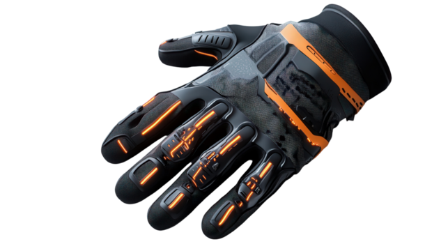 Smart safety gloves with sensors, Transparent background, PNG file