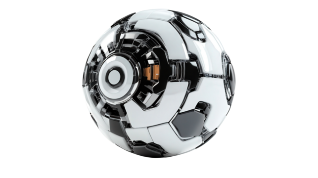Smart soccer ball with gyroscopic sensor Transparent background, PNG file