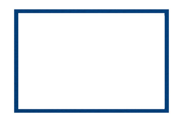 Square geometric four-sided line icon cut from blue paper into a box on a transparent background.