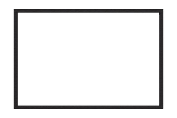 Square geometric four-sided line icon, cut out of black paper into a box on a transparent background.