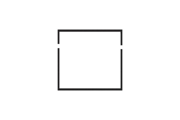 Square geometric four-sided line icon, cut out of black paper into a box on a transparent background.