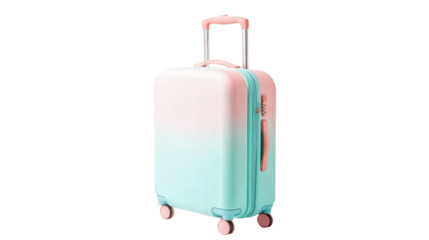 Sleek pastel carry-on luggage Transparent background, PNG file