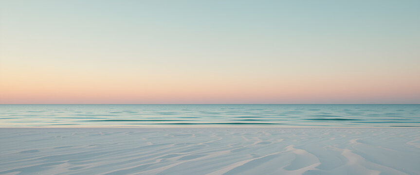 Pastel Pink Sunset and Blue Ocean Breeze by the Beach

