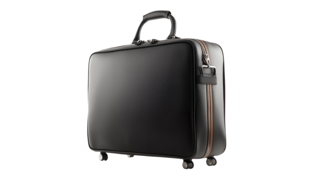 Sleek business travel roller bag Transparent background, PNG file