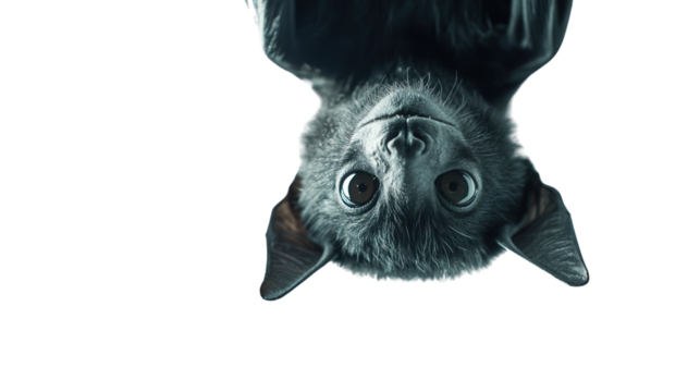 Small bat hanging upside down Transparent background, PNG file