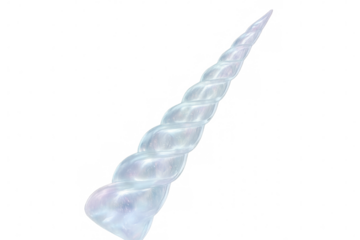 Iridescent unicorn horn gleaming, casting ethereal light through transparent backdrop for mystical design concepts