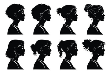 Profile Silhouettes of Diverse Women