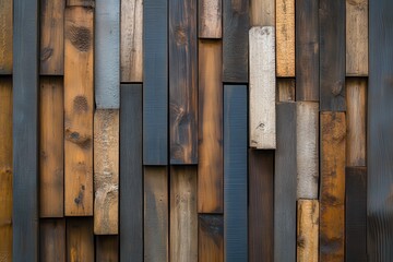 Wooden planks of different colors create a unique textured background. Great for rustic designs, backgrounds, or adding natural elements.
