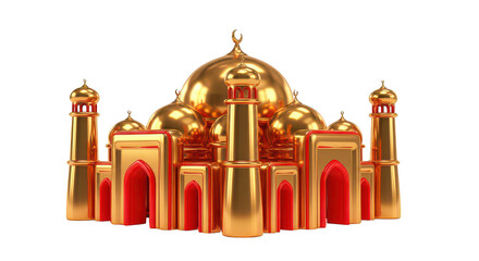 Obraz premium Golden Mosque 3d Render Islamic Design