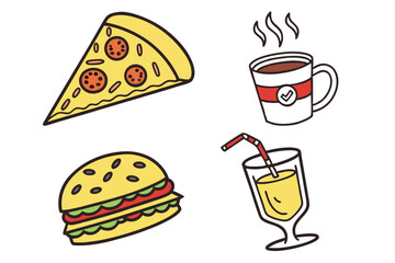 Food and Drink Icon Set Vector Illustration of Various Culinary Items