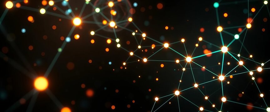 Abstract glowing network nodes & connections in deep space, big data visualization,  stars,  design
