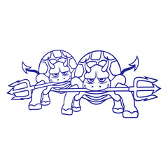 2 Turtle Devil Hell Team Evil Boy Demon Friend Bad Isolated Vector Graphic Design Illustration
