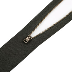 Black zipper, isolated object on a transparent background
