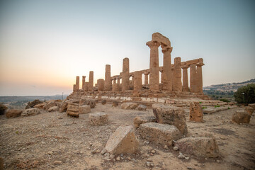 Sicily, Italy - August 31, 2020: Archaeological site, Valley of the Temples, city of Agrigento.