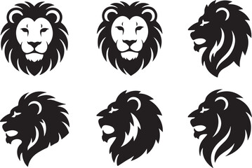 Majestic Lion Head Silhouette Collection Vector Graphics for Design Projects