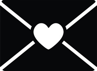 Silhouette love letter heart postal envelope mail Vector illustration