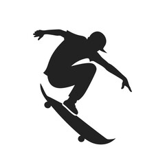 Skater Doing Trick Mid Air Silhouette