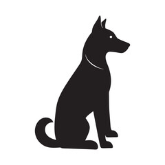 Dog Sitting Guard Position Silhouette