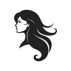 Woman With Flowing Hair Silhouette Art
